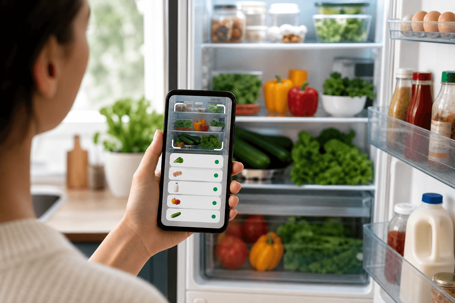 Scanning a fridge with a phone to detect ingredients automatically