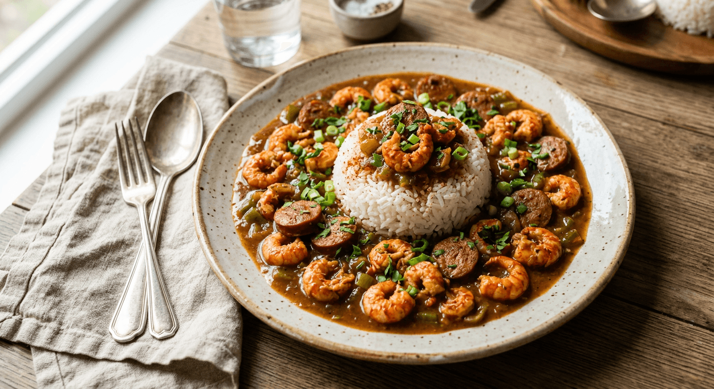 Andouille and Crawfish Etouffee