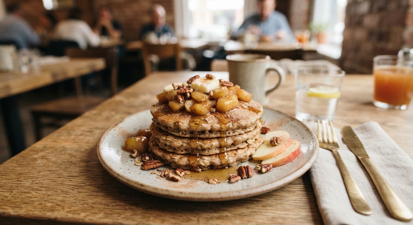 Apple Cinnamon Oatmeal Pancakes