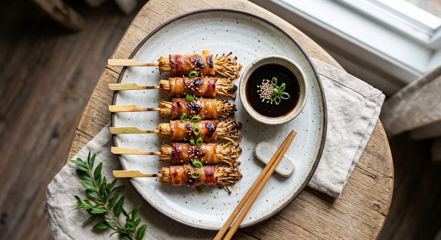 Bacon Wrapped Enoki Yakitori