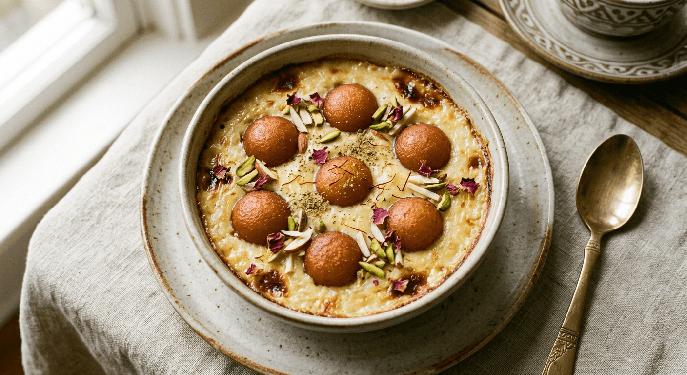 Baked Gulab Jamun Kheer
