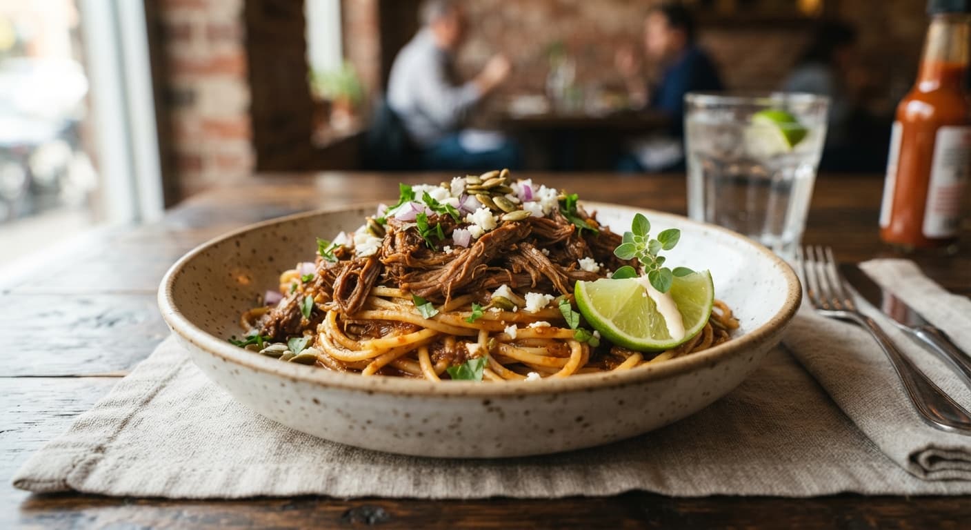 Beef Barbacoa Spaghetti