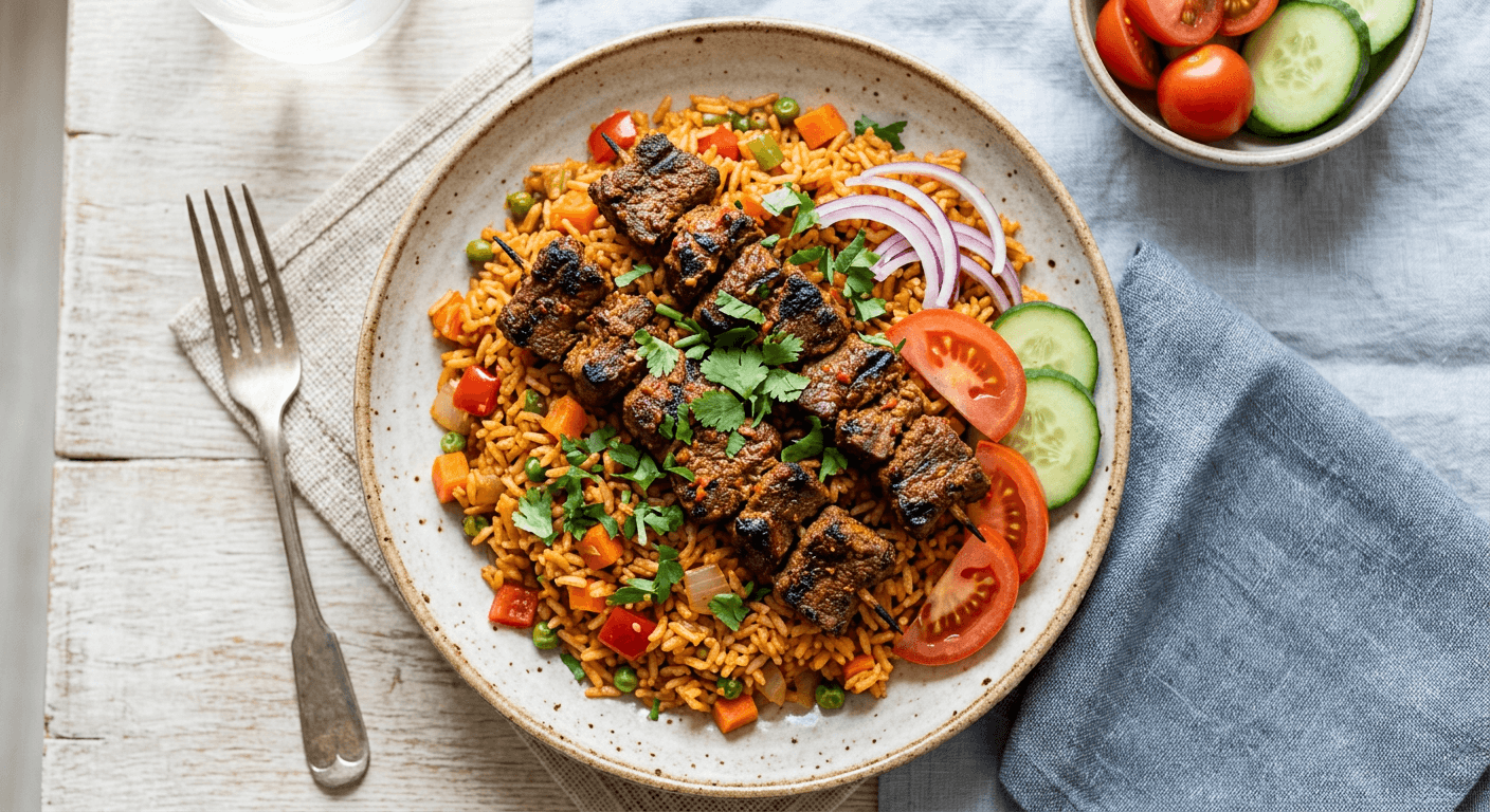 Beef Suya Jollof Rice