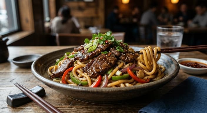 Black Pepper Beef Noodles