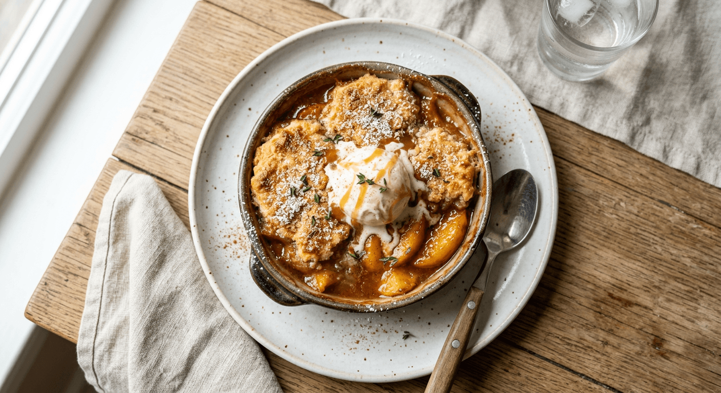 Cajun Bourbon Peach Cobbler