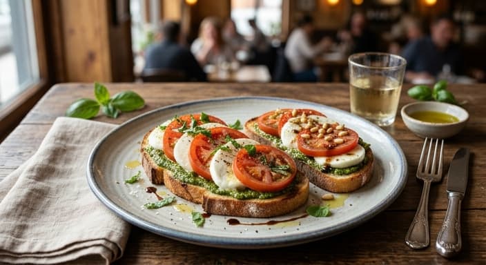 Caprese Toast with Basil Pesto