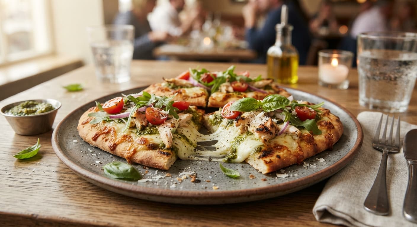 Chicken Pesto Flatbread Melts