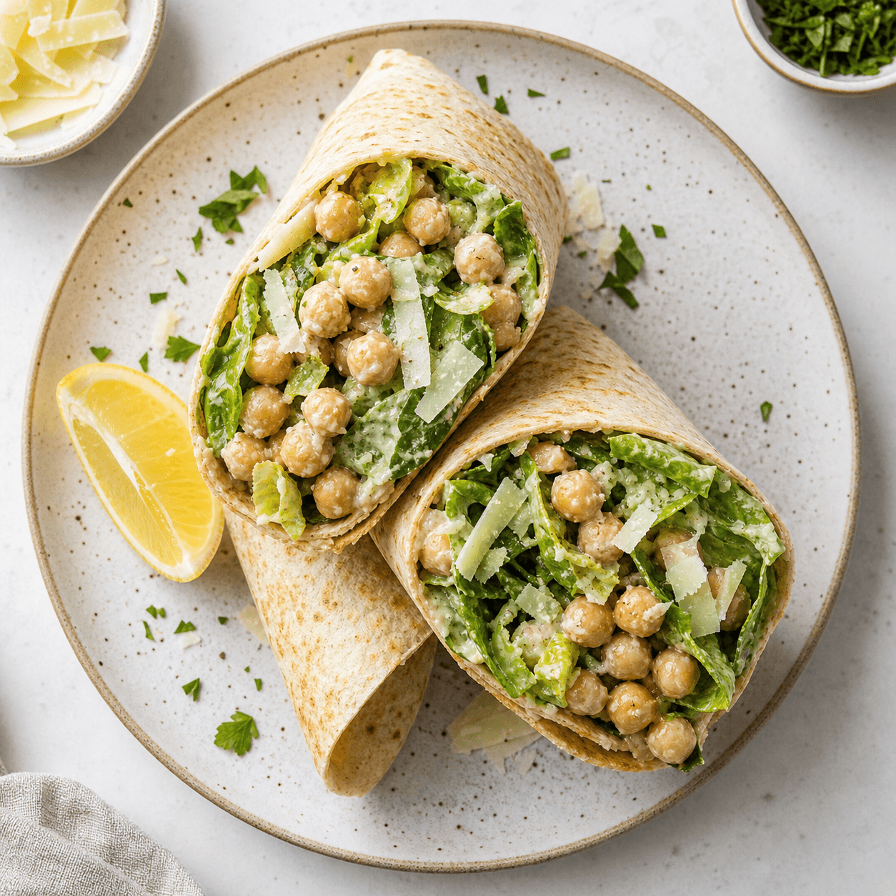 Chickpea Caesar Salad Wraps