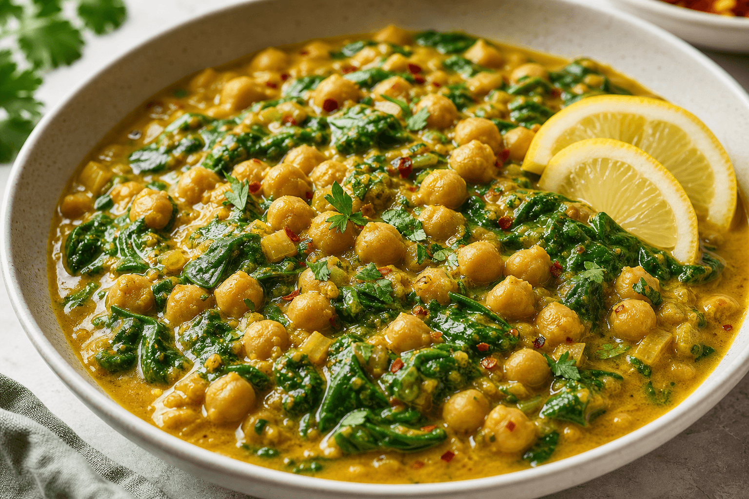 Chickpea Spinach Lemon Curry