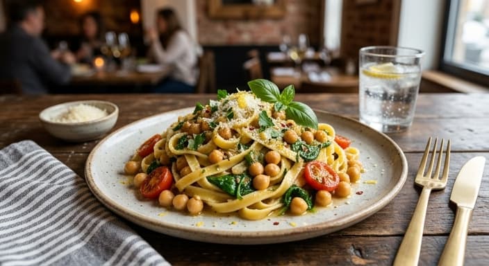 Chickpea Spinach Lemon Pasta