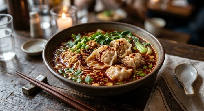 Chili Oil Wonton Noodle Soup