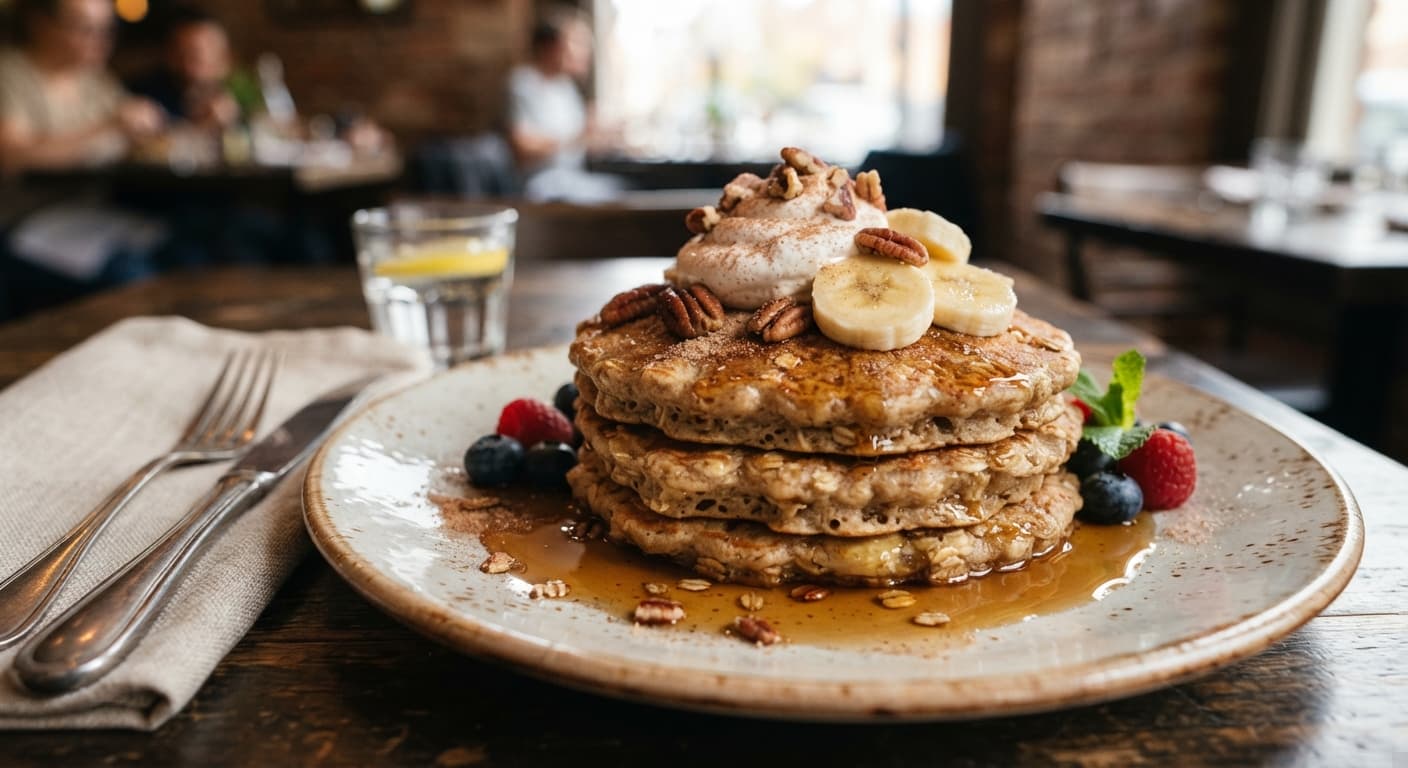 Cinnamon Oat Banana Pancakes