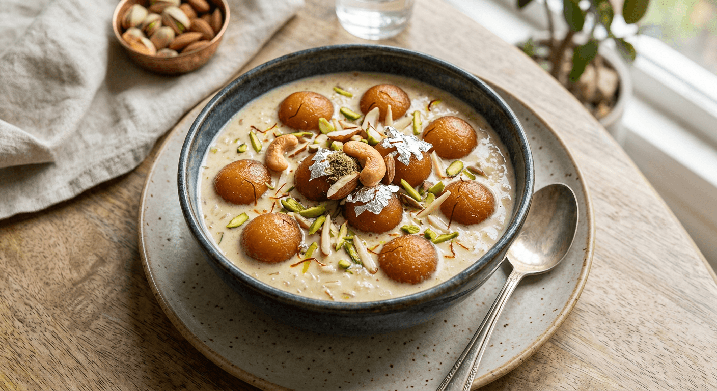 Coconut Milk Gulab Jamun Kheer