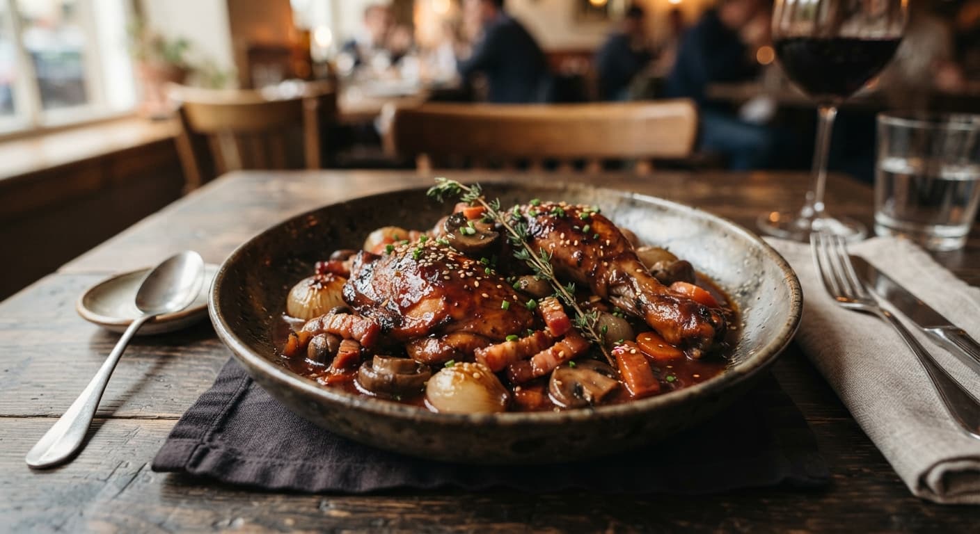 Coq au Vin with Gochujang Jus