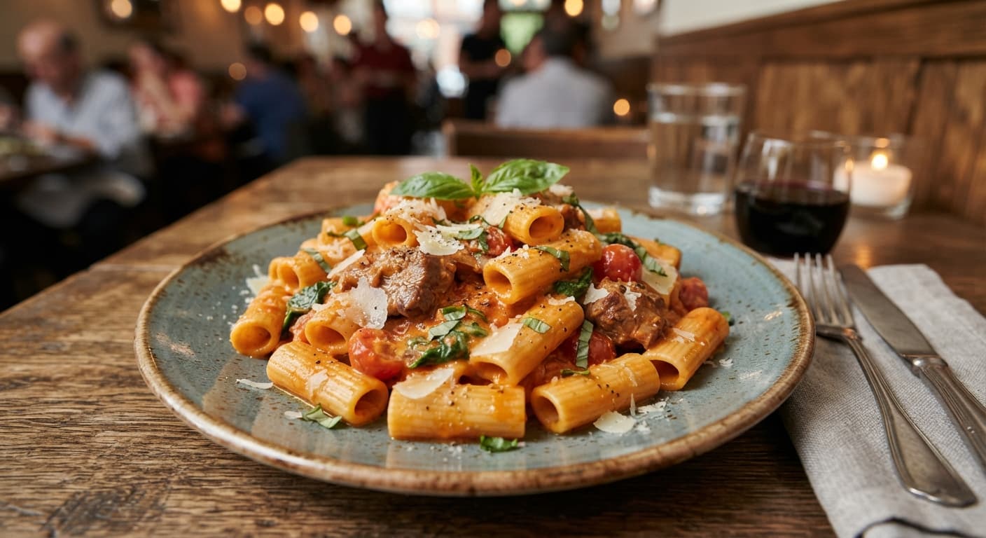 Creamy Tomato Pork Rigatoni