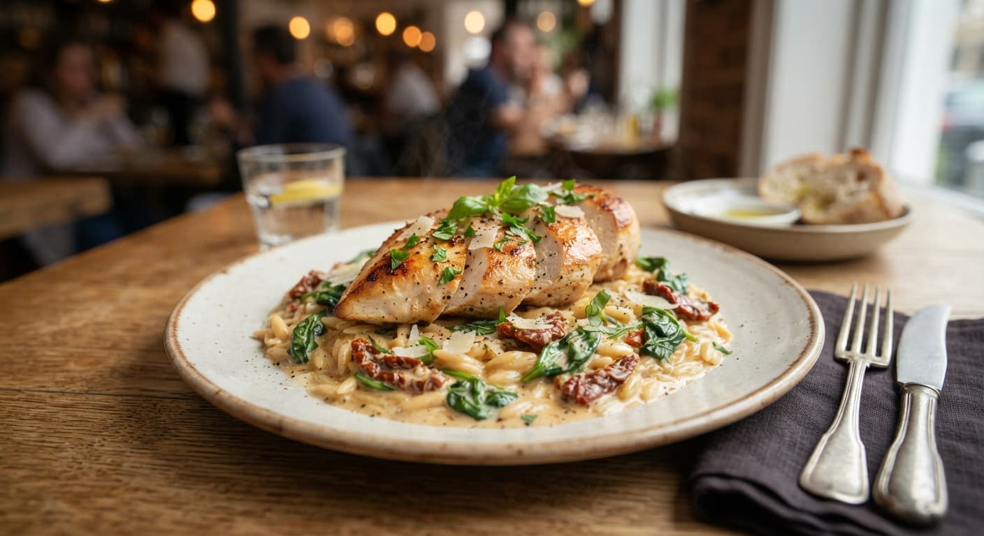 Creamy Tuscan Chicken with Orzo