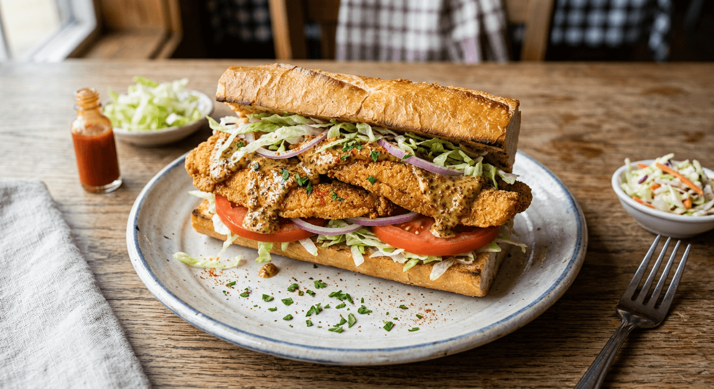Creole Mustard Catfish Po' Boy