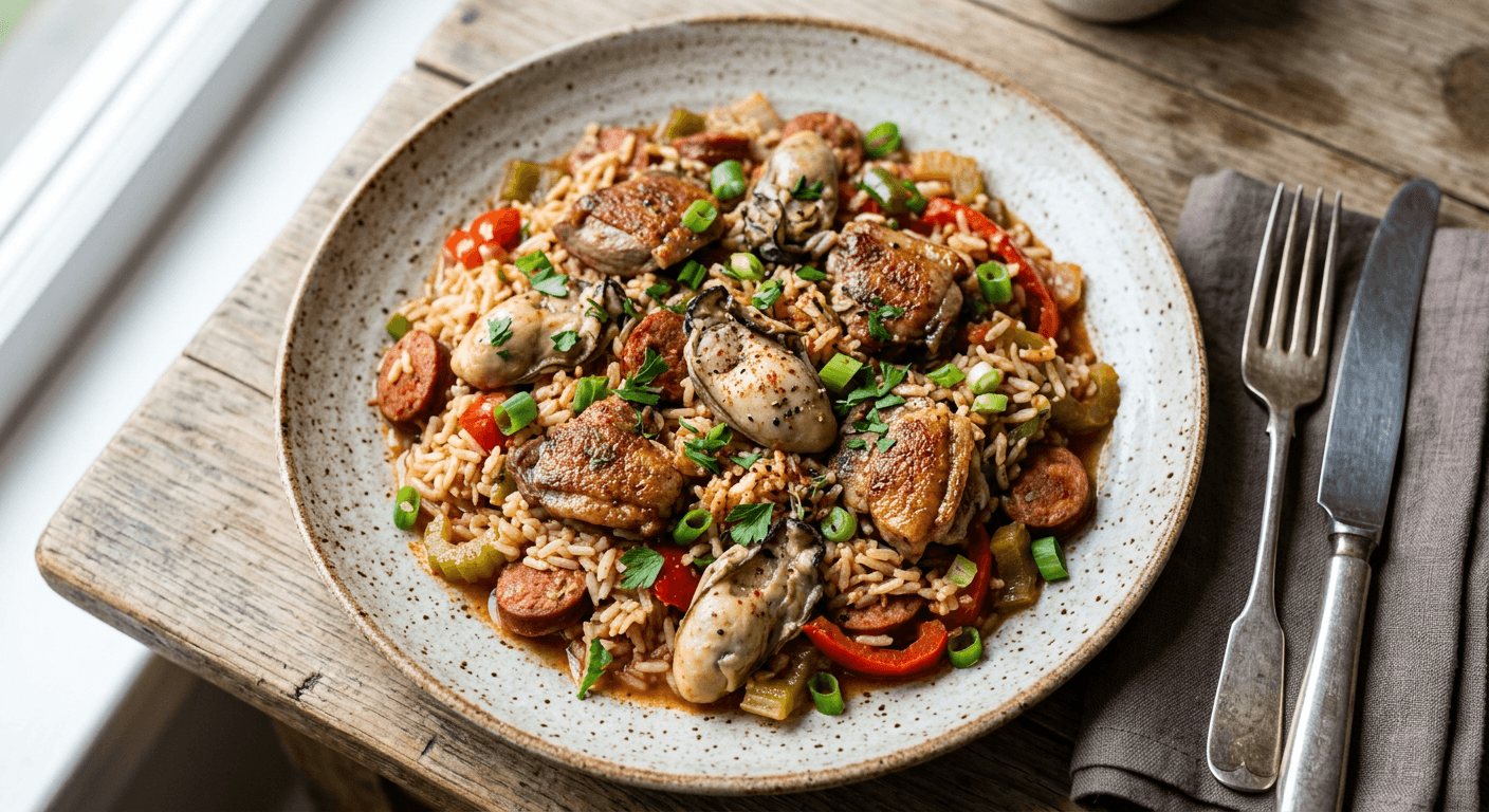 Duck and Oyster Jambalaya