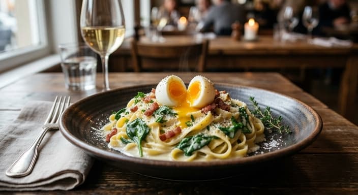Egg & Spinach White Sauce Pasta
