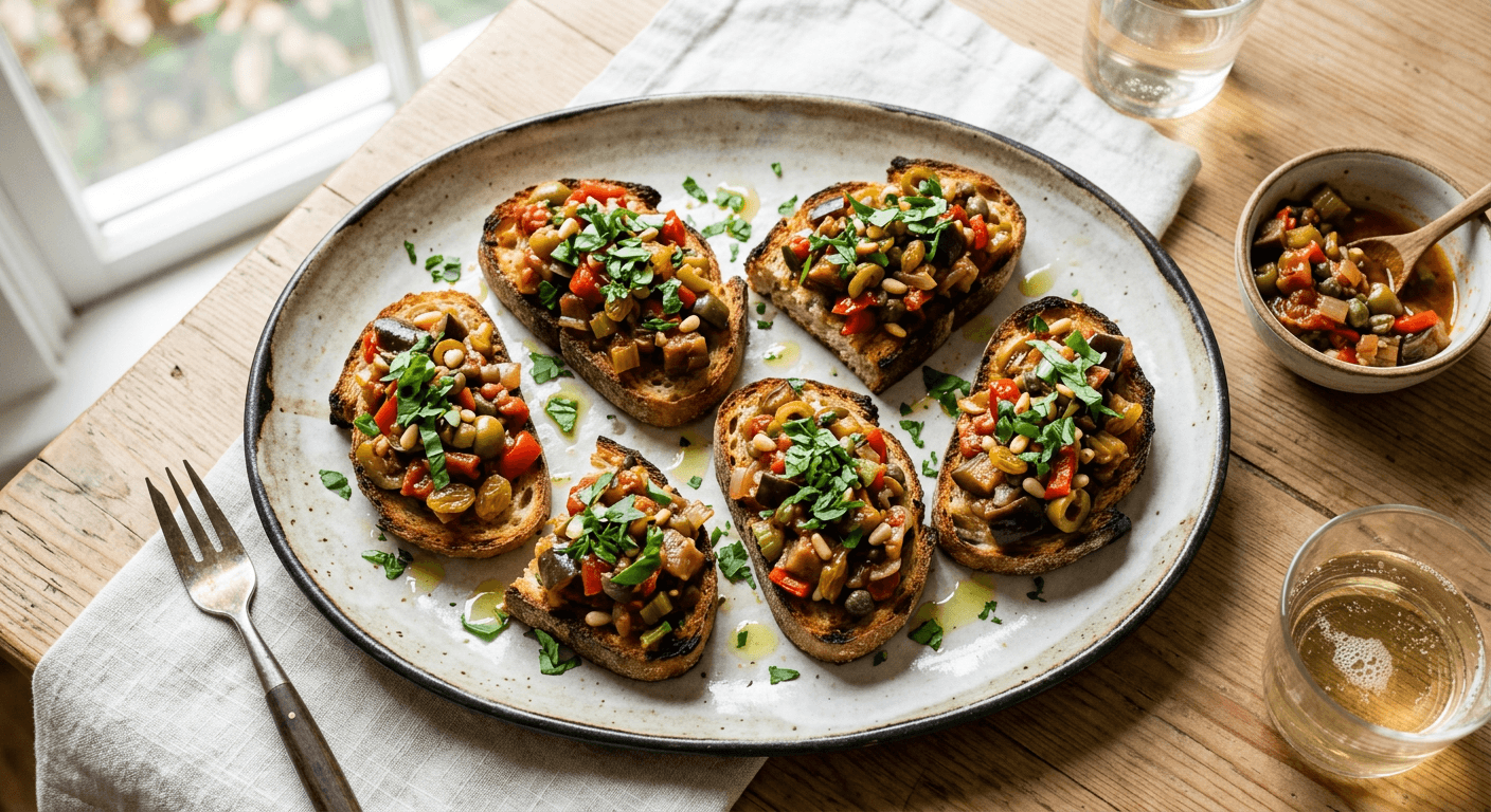 Eggplant Caponata Bruschetta