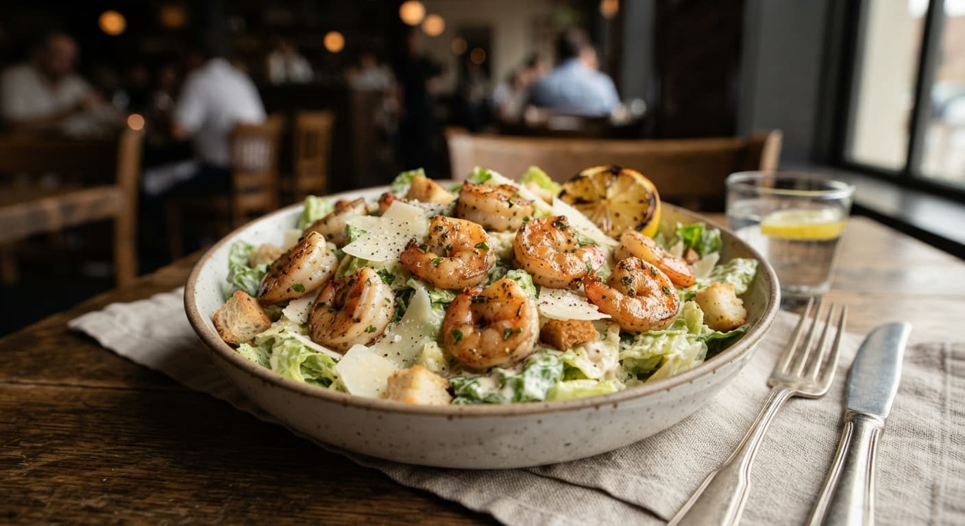 Garlic Shrimp Caesar Salad