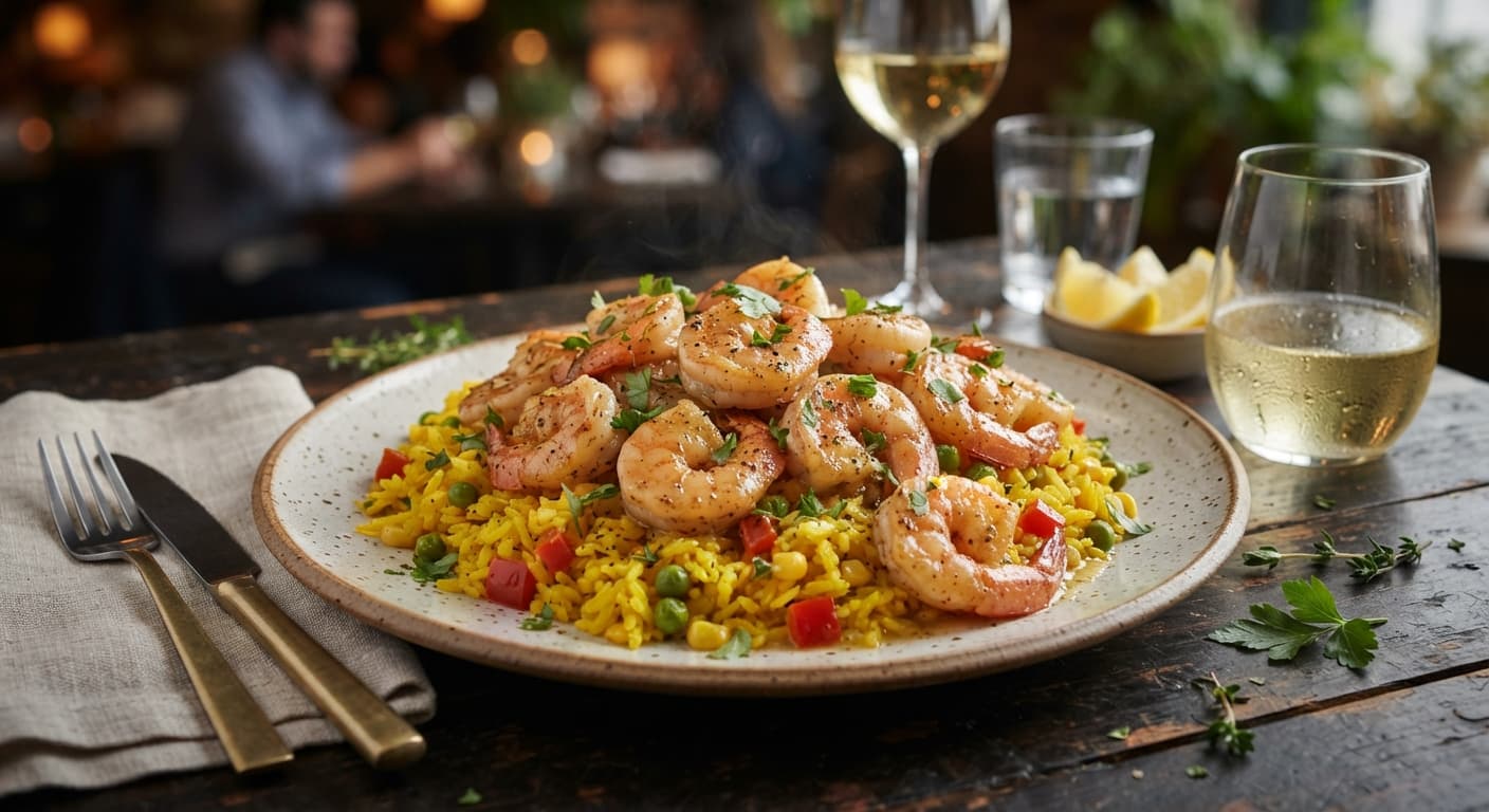 Garlic Shrimp over Yellow Rice