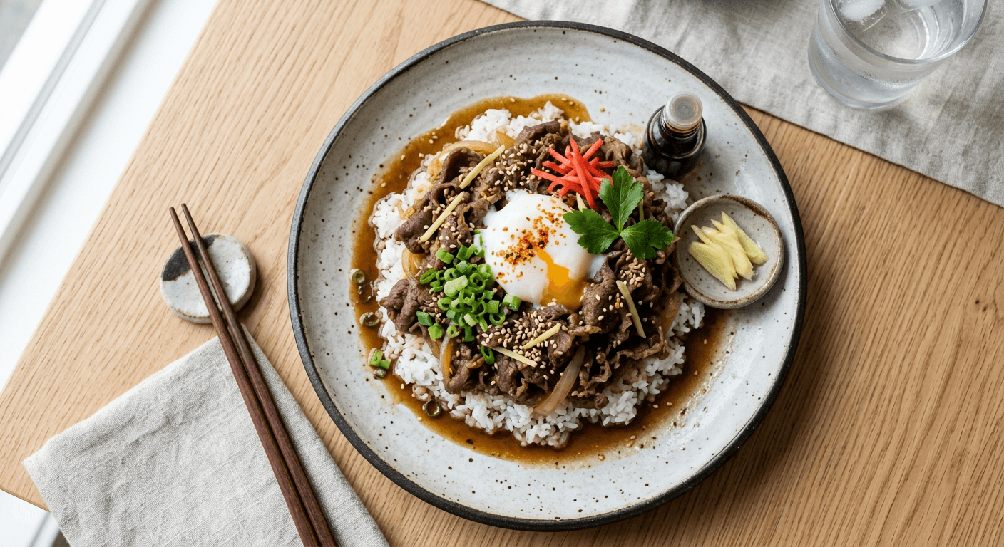 Ginger-Heavy Beef Bowl
