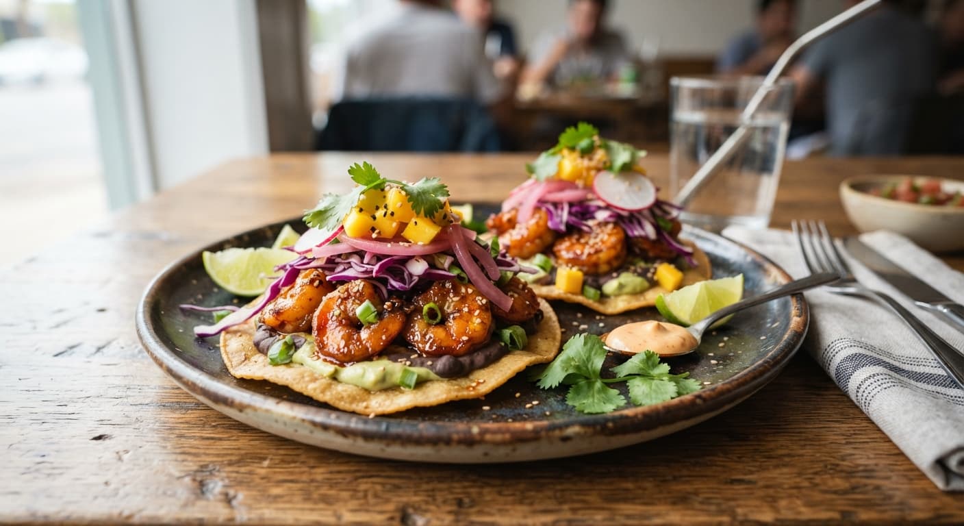 Gochujang Shrimp Tostadas
