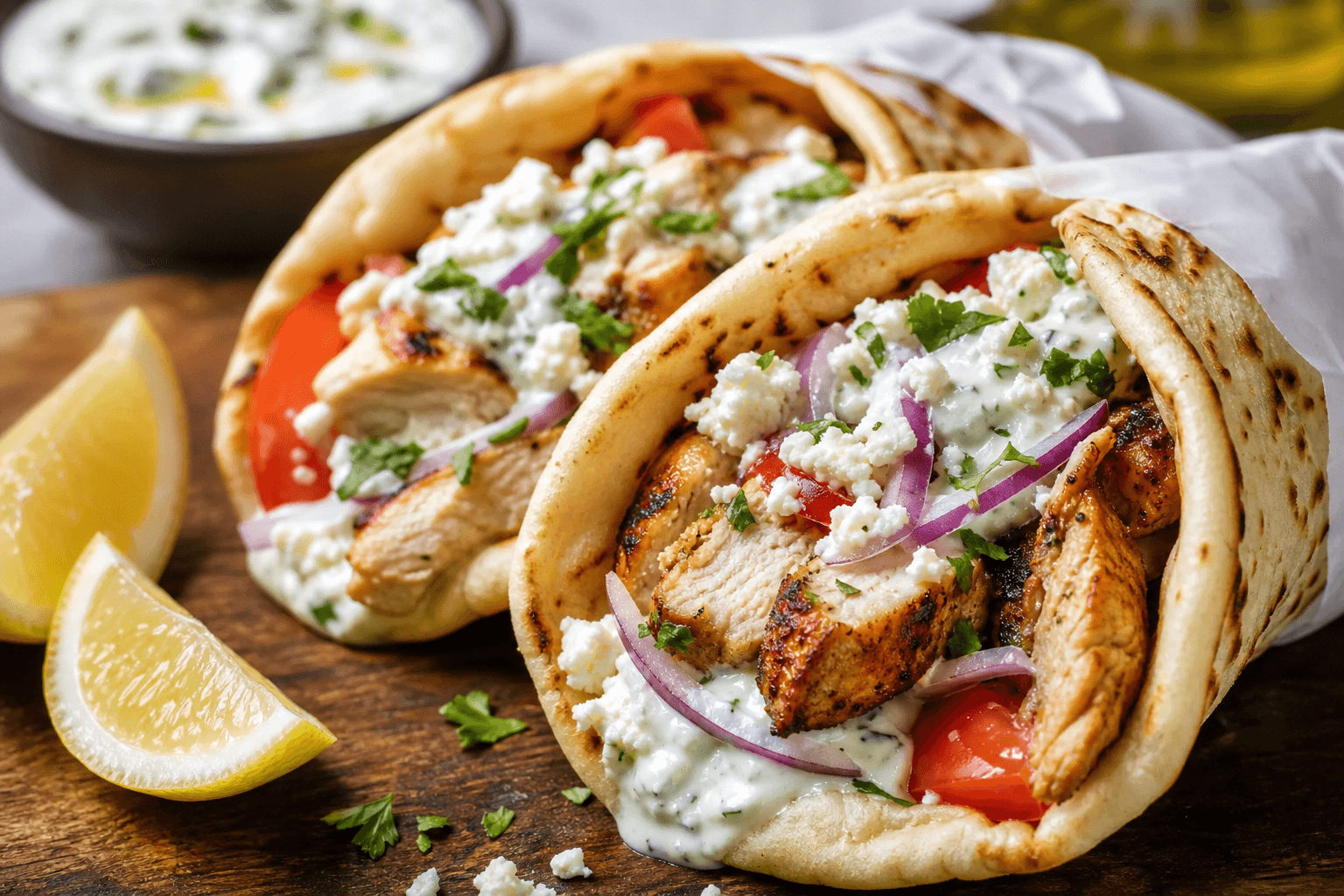 Greek Chicken Gyro Pita Wraps