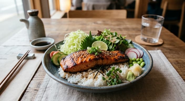 Japanese Miso Salmon Rice Bowl