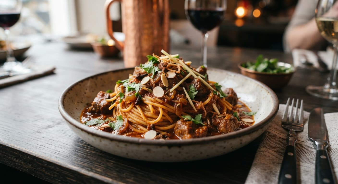 Kashmiri Rogan Josh Spaghetti