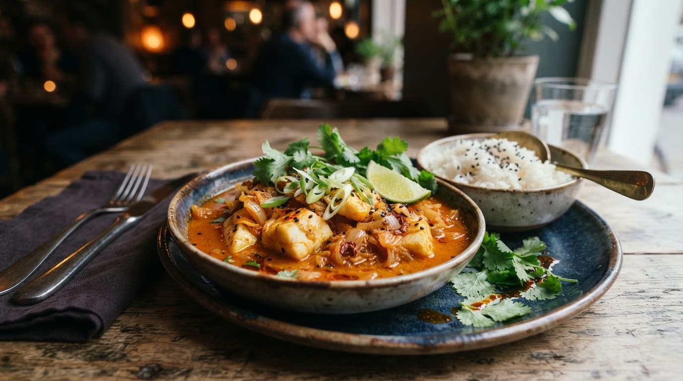 Kimchi‑Masala Fish Curry