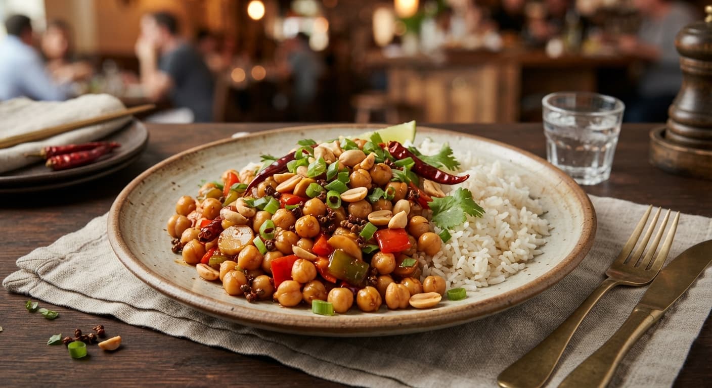 Kung Pao Chickpeas with Rice