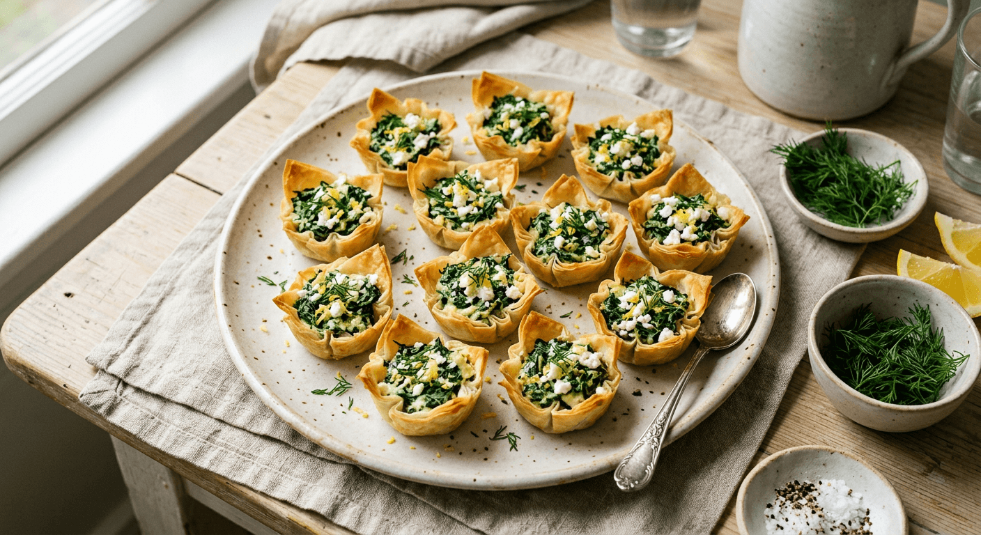 Lemon-Dill Spinach Phyllo Cups