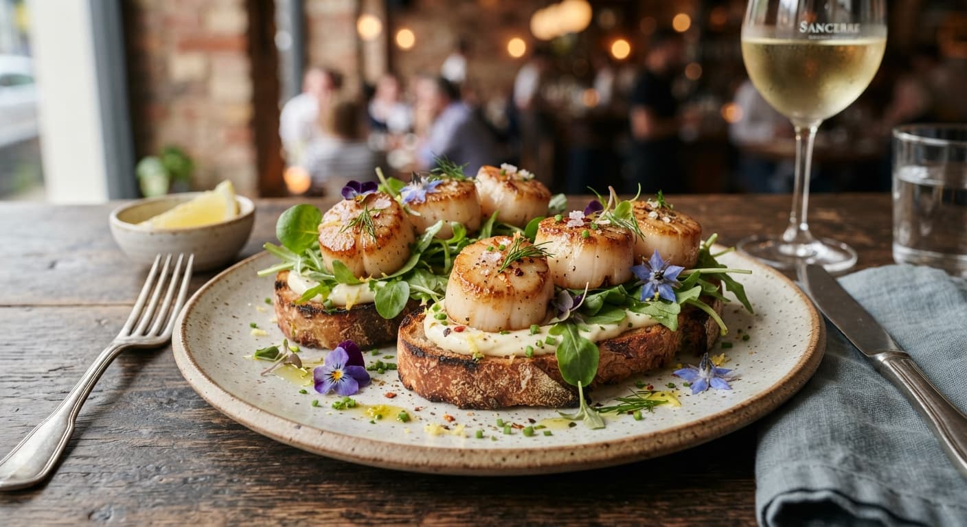 Lemon‑Ginger Scallop Tartine