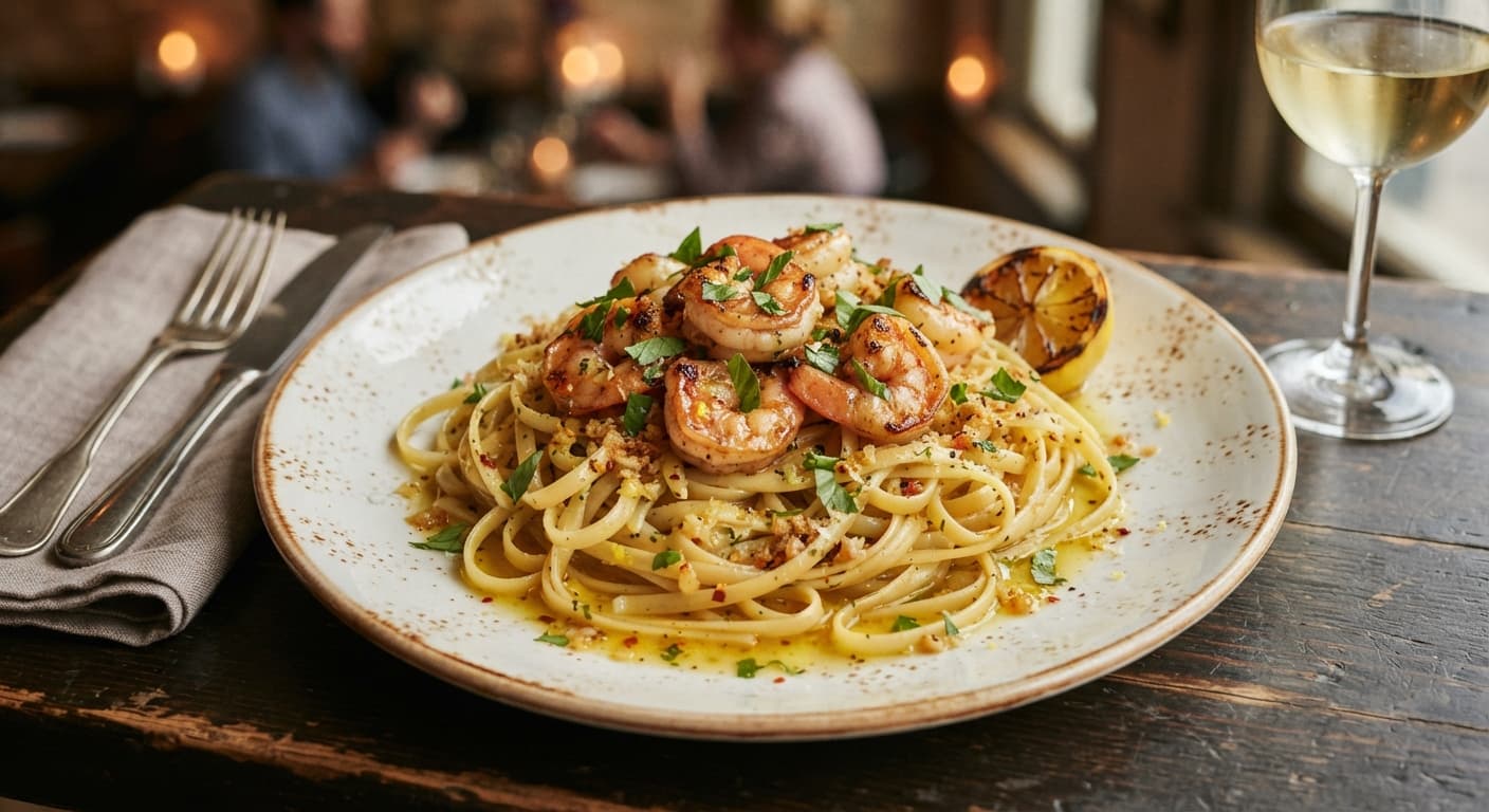 Lemon‑Ginger Shrimp Linguine