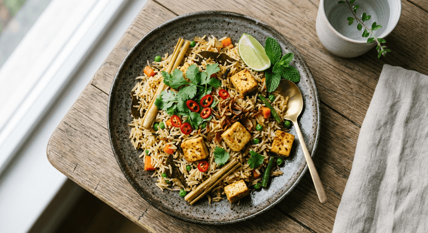 Lemongrass and Tofu Biryani