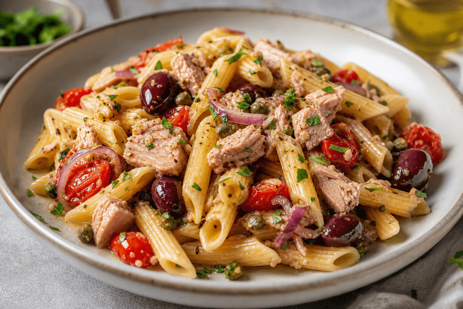 Mediterranean Tuna Olive Pasta
