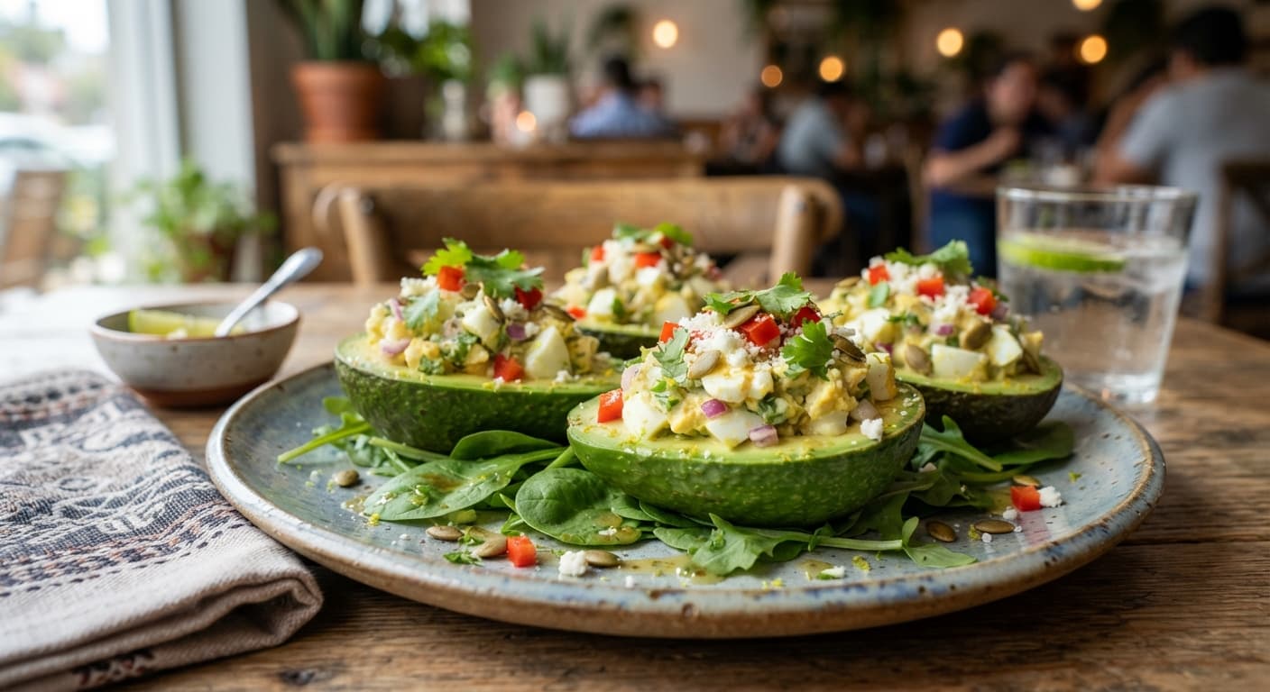 Mexican Avocado & Egg Salad Boats