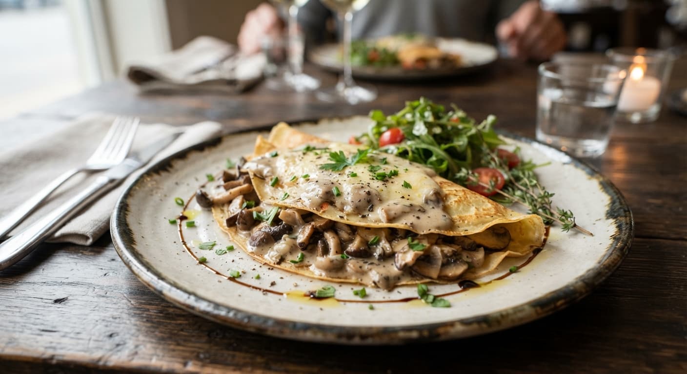 Mushroom‑Garlic Crêpes