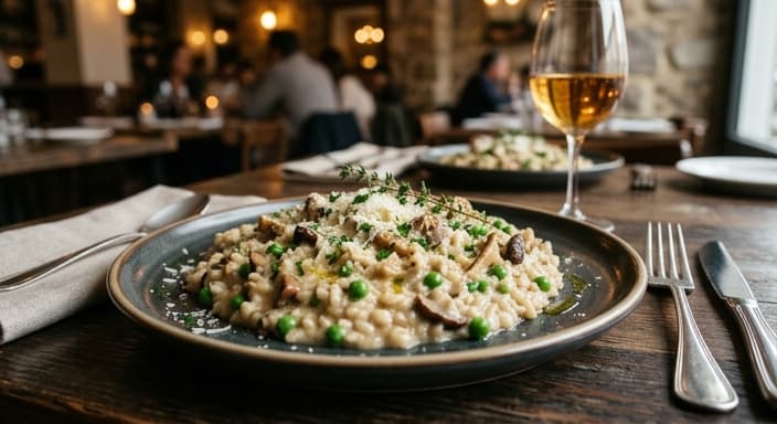 Mushroom Risotto with Peas