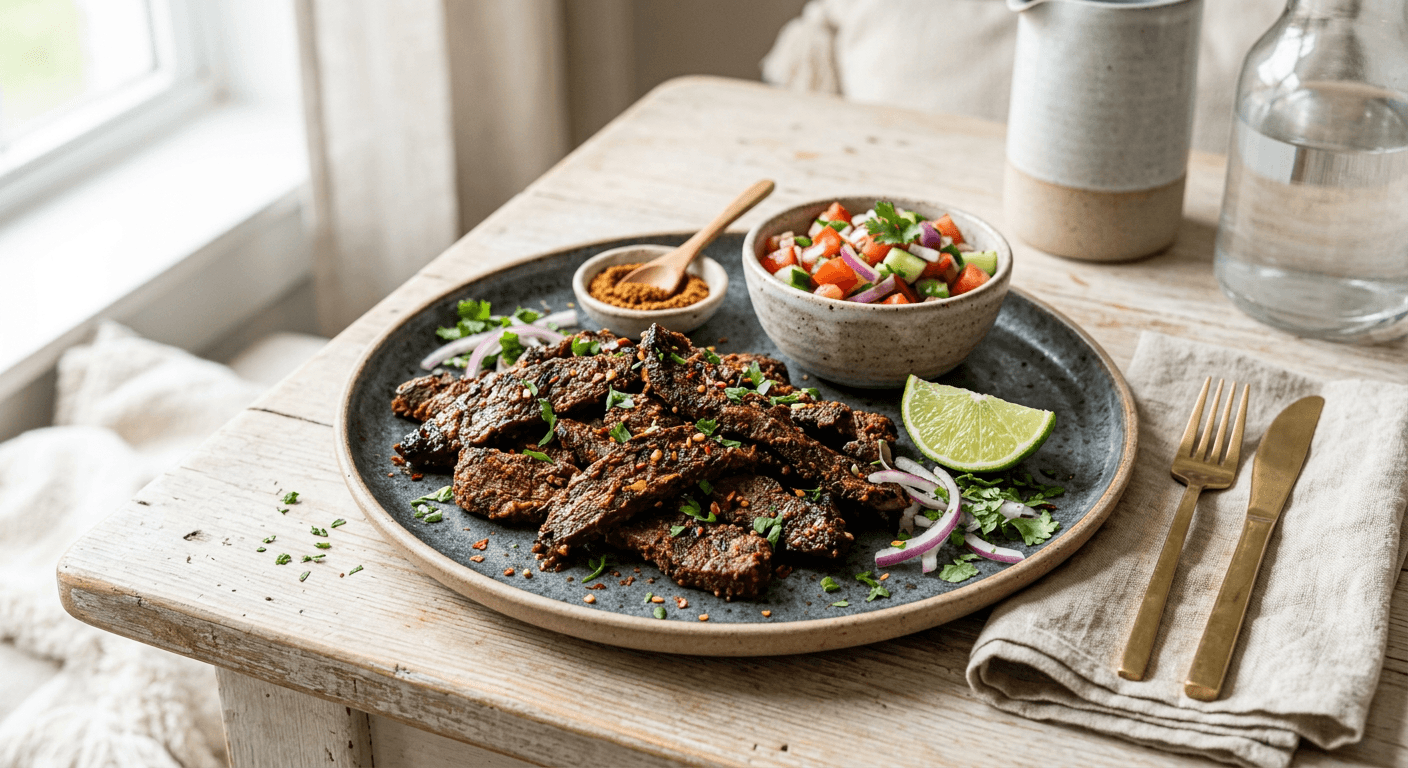 Oven Roasted Suya Beef Strips