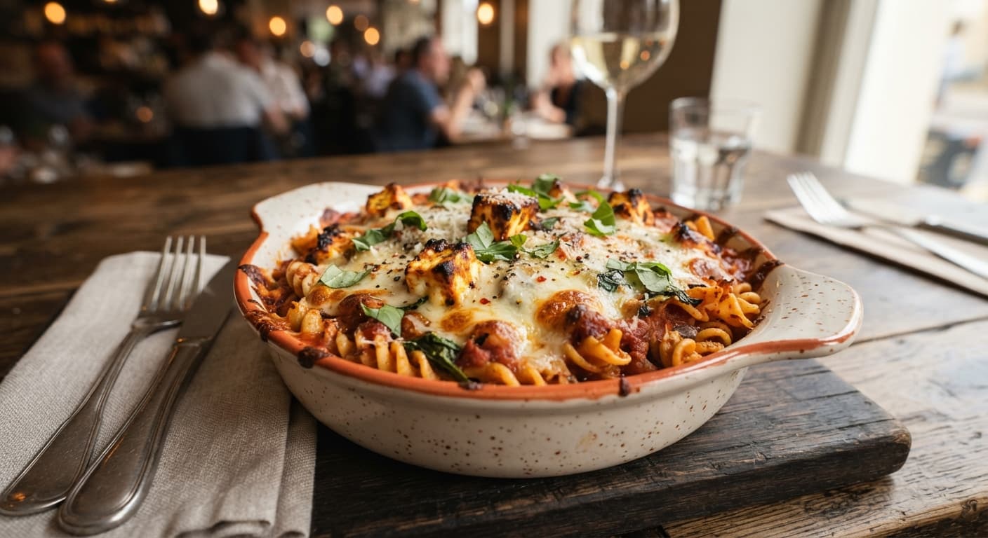 Paneer‑Stuffed Fusilli Bake