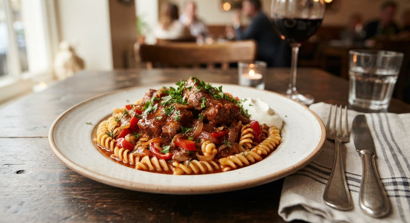 Paprika Pork with Fusilli