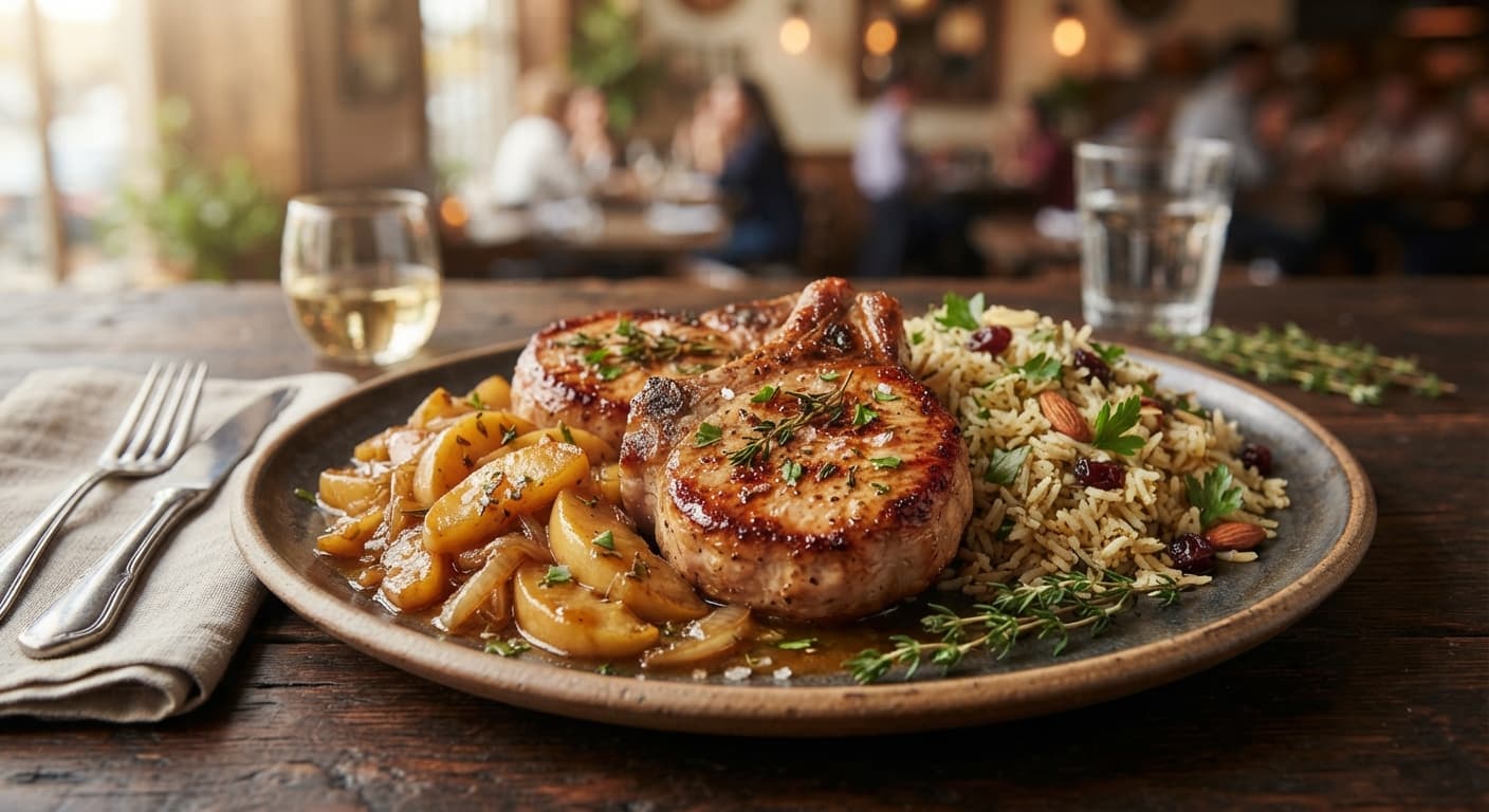Pork Chops with Apples and Rice