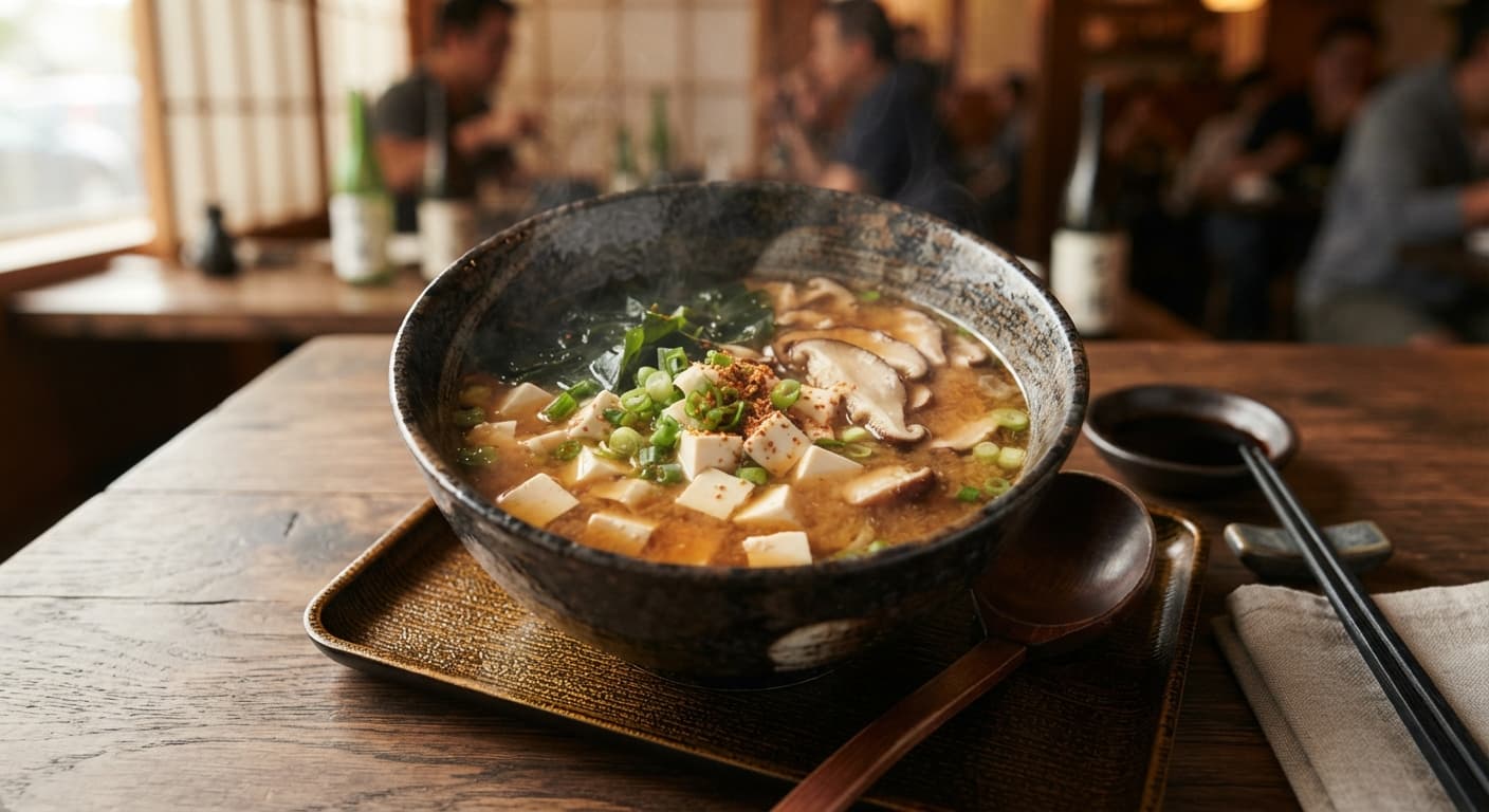 Quick Miso Soup with Tofu Cubes