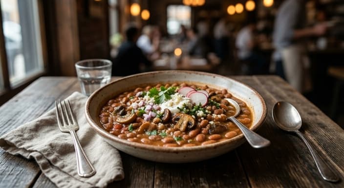 Ranchero Beans and Mushrooms