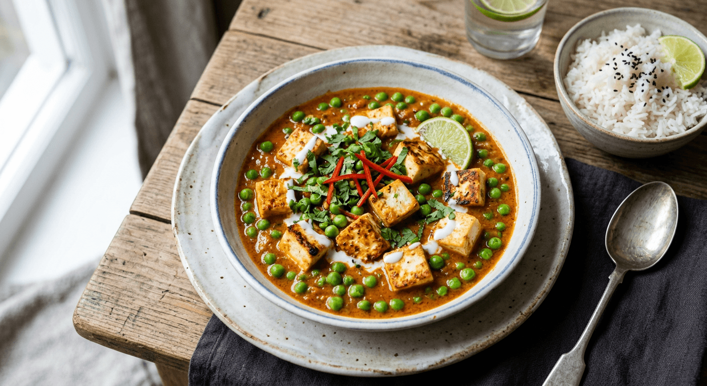 Red Curry Paneer and Peas