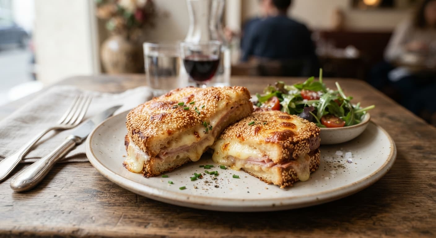 Sesame-Crusted Croque Monsieur