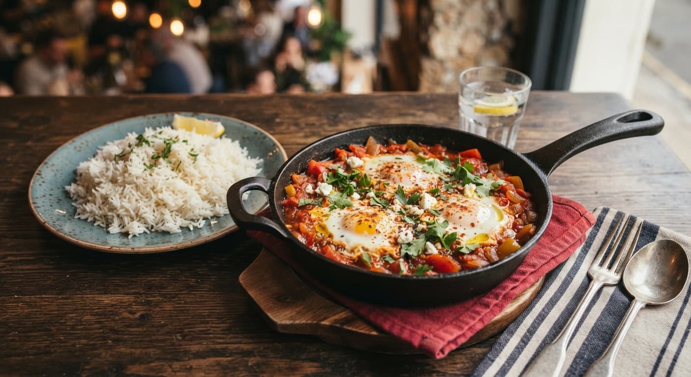 Shakshuka-Style Eggs with Rice